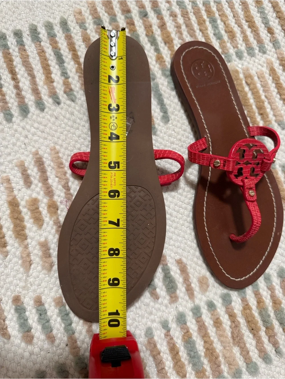 Tory Burch Red Leather Logo Thong Sandals